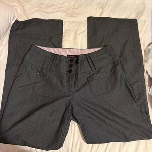 Joe Benbasset Charcoal Button-Accent Low Rise Pants